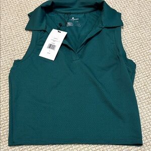 Thrive Societe Courtside Crop Polo In Forest Green NWT Smal $48
